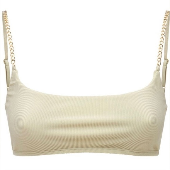 WeWoreWhat x Revolve Chain Cami bra top Gold Hardware Ribbed Khaki Size Medium - Picture 3 of 14